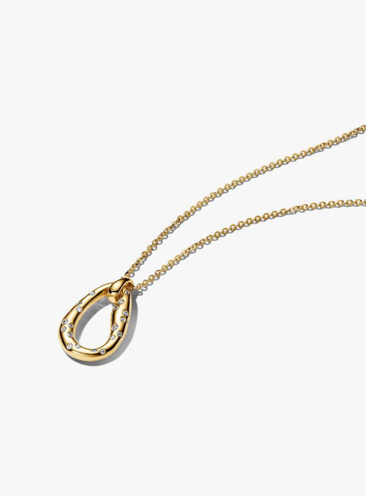 Collana Ovale Linea Sinuosa con Pietre Luminose Pandora 364666C01-45