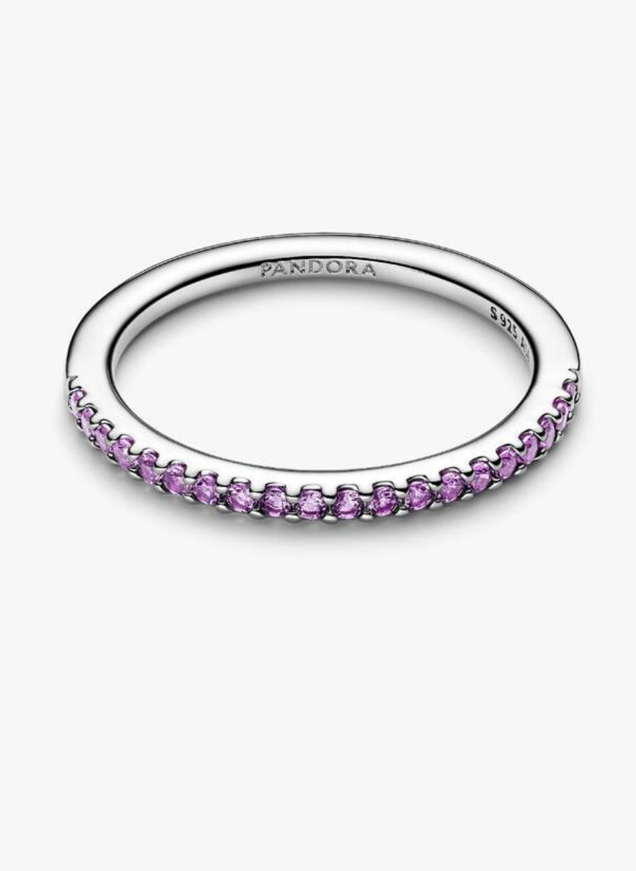 Anello Pavè Fascia Sottile Viola Pandora 192999C04
