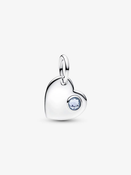 Charm Pendente Cuore con Pietra Azzura Marzo Argento Sterling 925 Pandora 794295C03