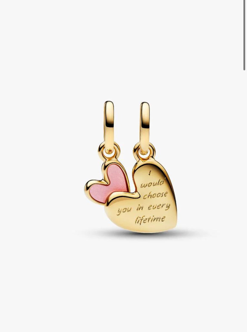 Charm Pendente Unione di Cuori Mamma e Figlia divisibile Pandora 763766C01