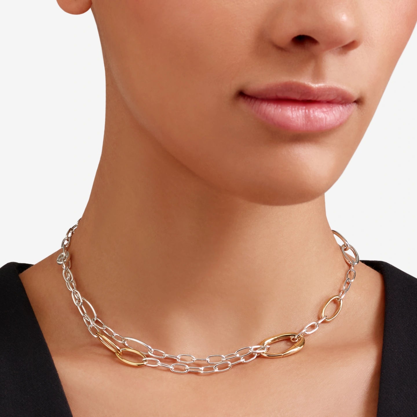Collana Essential Argento E Argento Dorato 18 kt 50 cm Dodo  DCC5005_ESSEN_00YAG