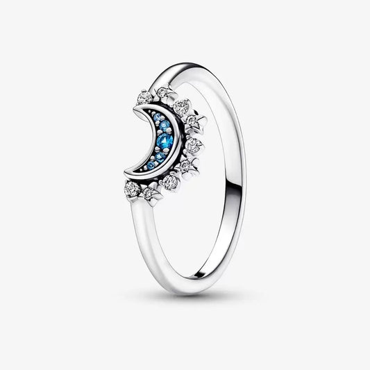 Pandora Blue Stones Moon Ring 192675C01
