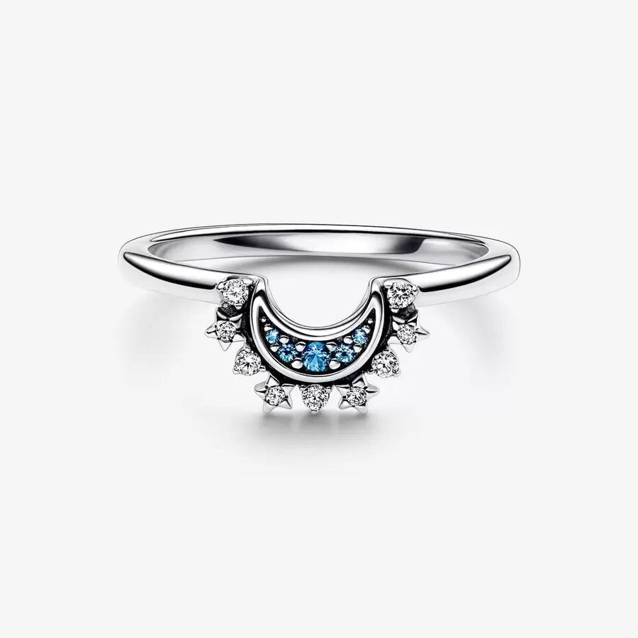 Pandora Blue Stones Moon Ring 192675C01