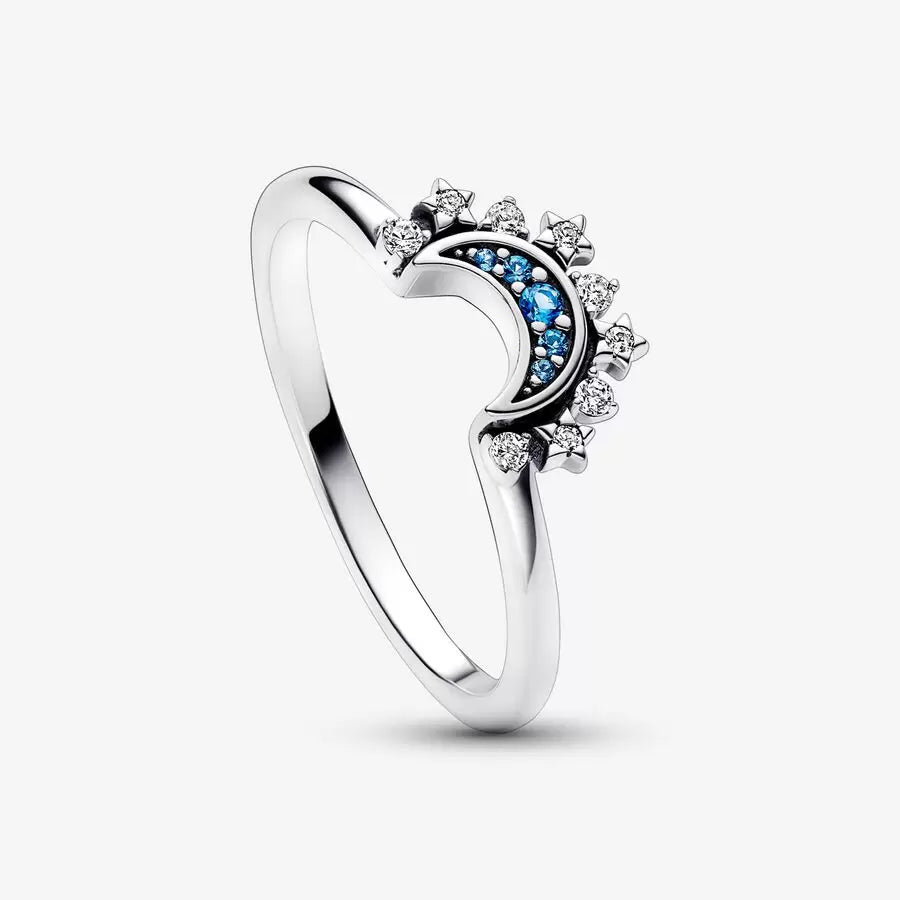 Pandora Blue Stones Moon Ring 192675C01