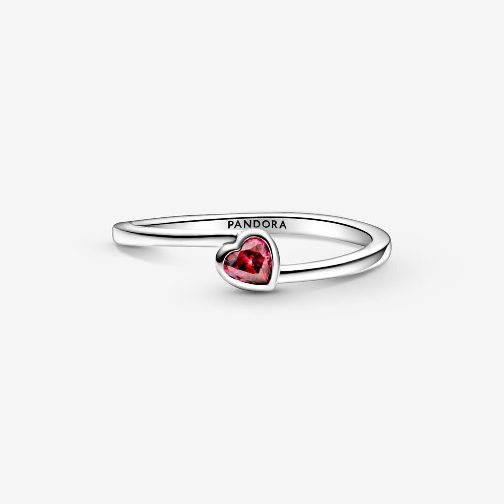 Pandora Red Oblique Heart Solitaire Ring 199267C01