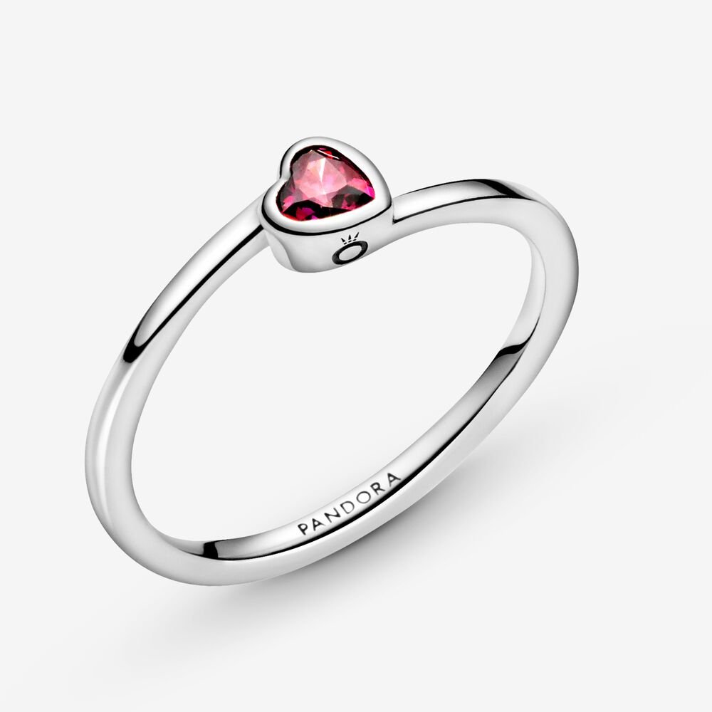 Pandora Red Oblique Heart Solitaire Ring 199267C01