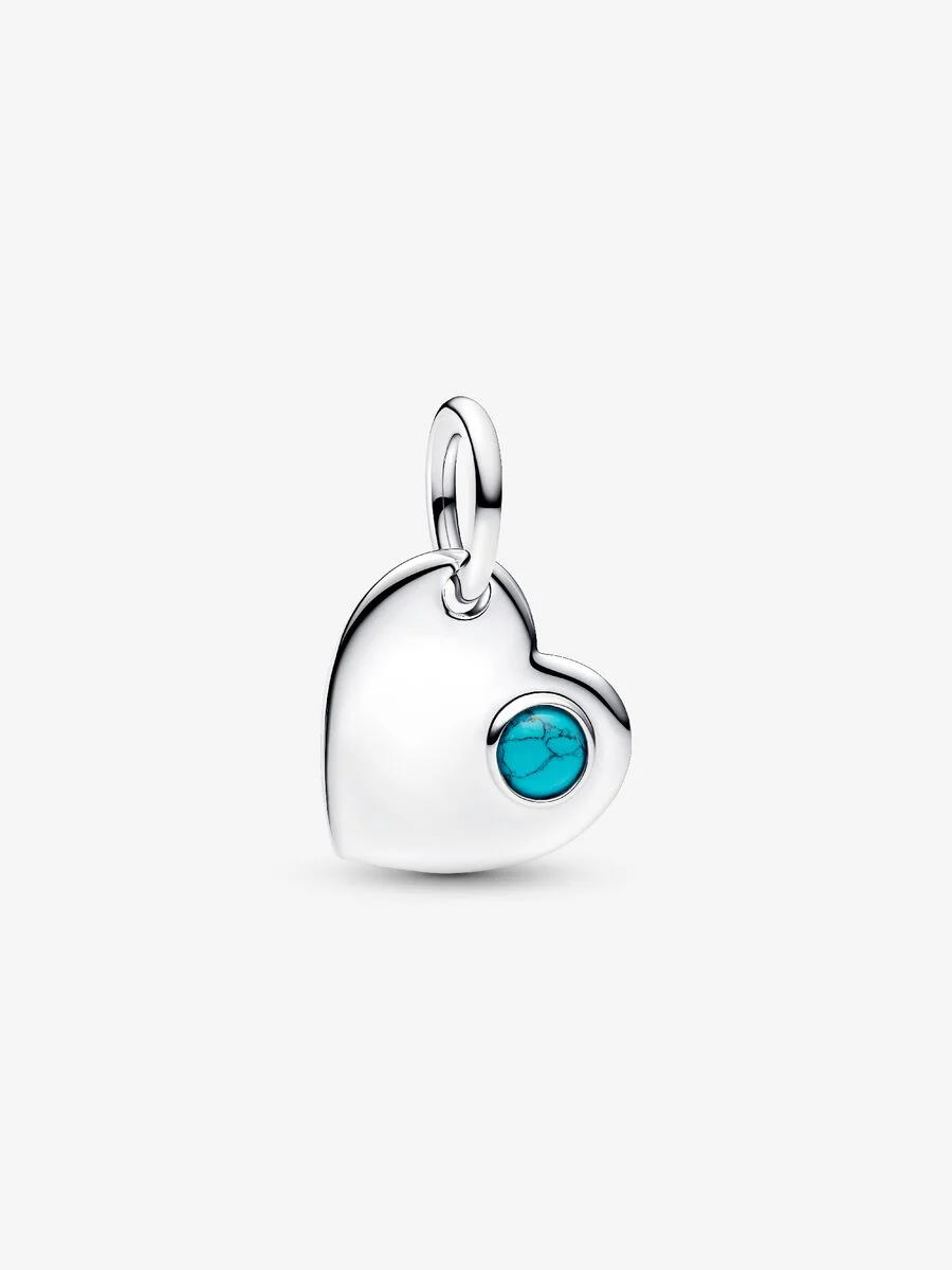 Charm Pendente Cuore con Pietra Turchese Dicembre Argento Sterling 925 Pandora 794295C12