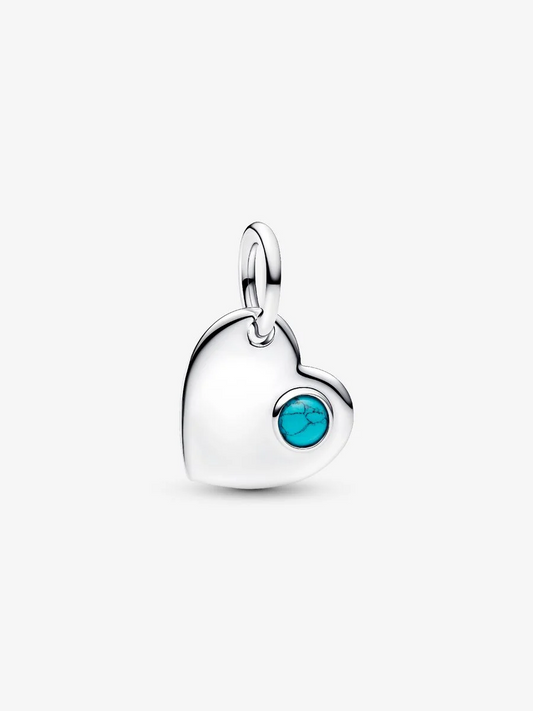 Charm Pendente Cuore con Pietra Turchese Dicembre Argento Sterling 925 Pandora 794295C12