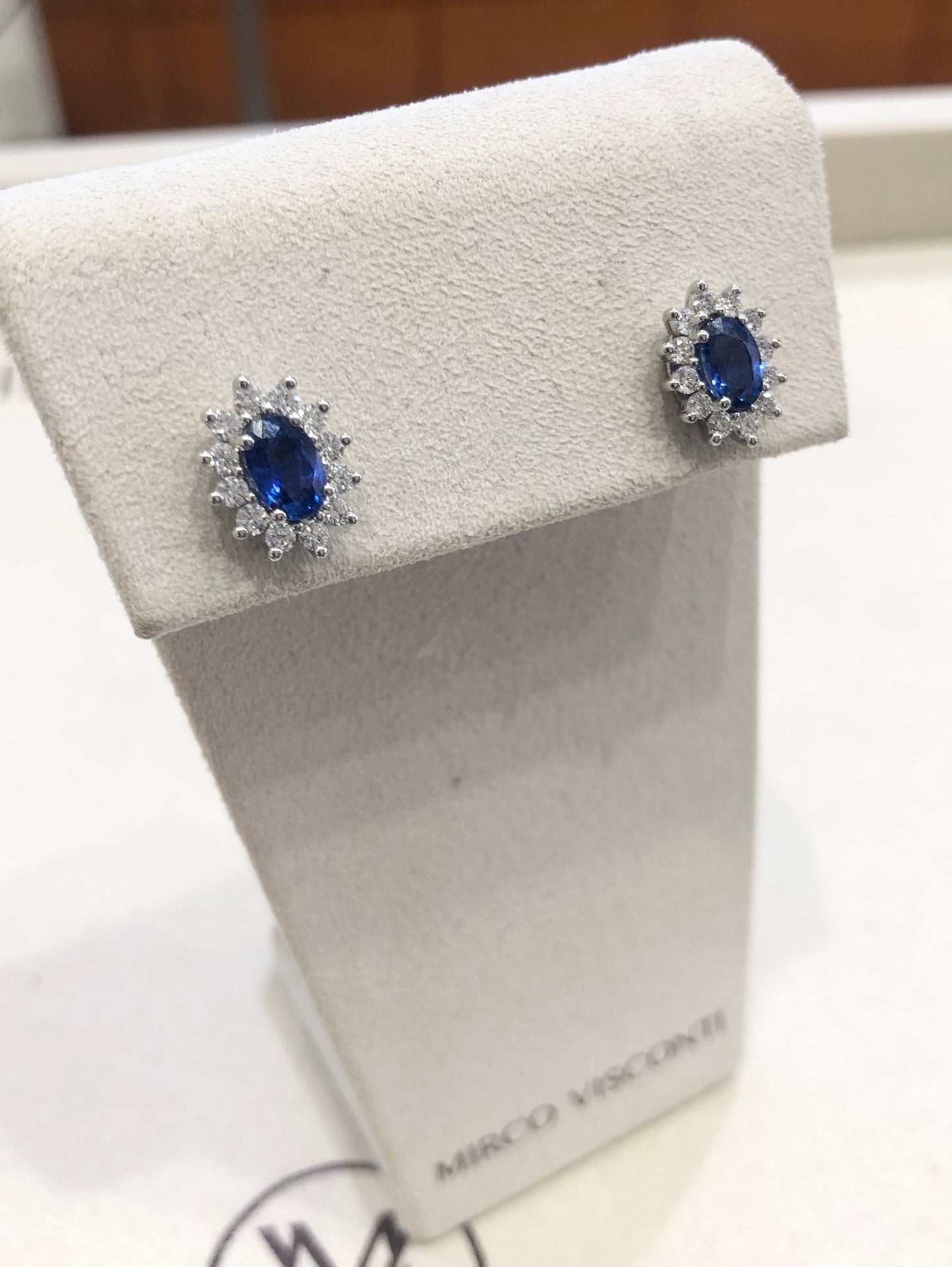 Orecchini con Zaffiro e Diamante in Oro Bianco Mirco Visconti LF459/B10Z