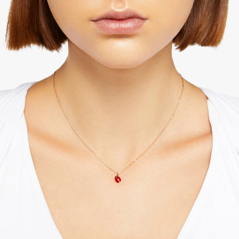 Collana Mini Coccinella Oro Rosa & Smalto Dodo DCB9001_LADYX_ERO9R