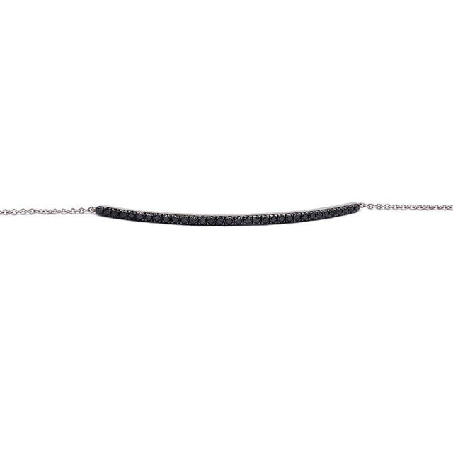 Bracciale Oro Filo Targa Oro Bianco 18 Kt E Diamanti Black Crivelli 370-XB1873
