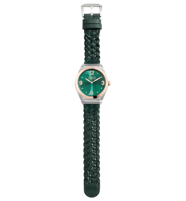 Orologio Paradise Green Acciaio, Pvd Oro Rosa e Pelle Abete 37 Mm Dodo Wad6ve/pvd