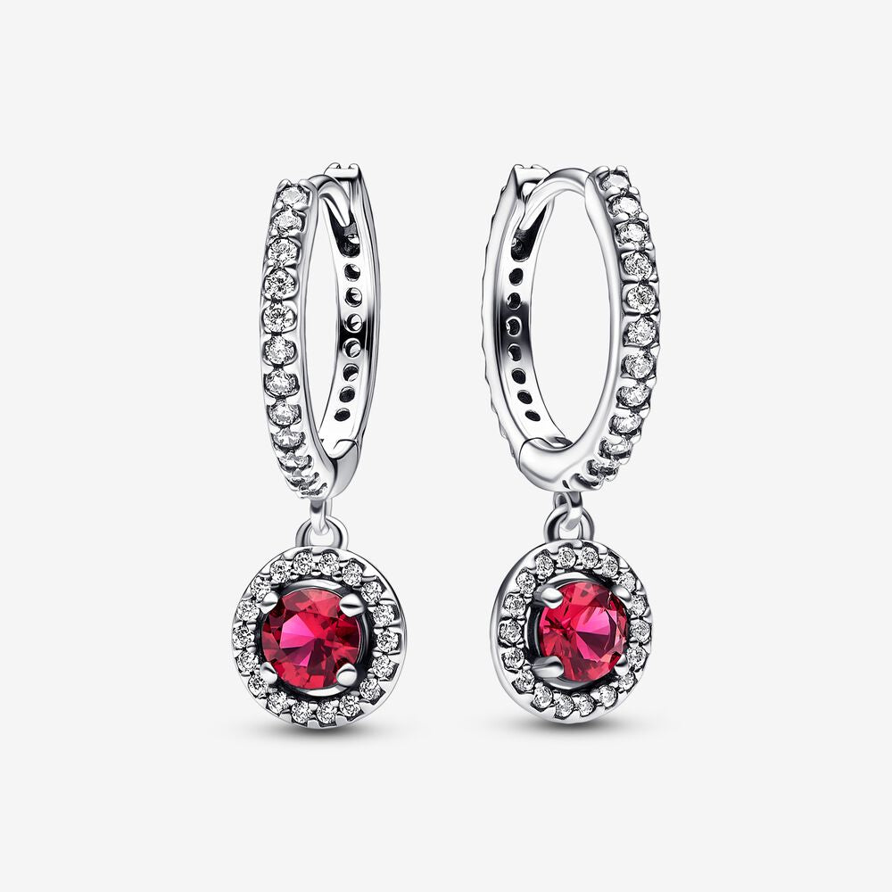 Orecchini Pandora Cerchi Pavè e Pietre Rosse 292379C01