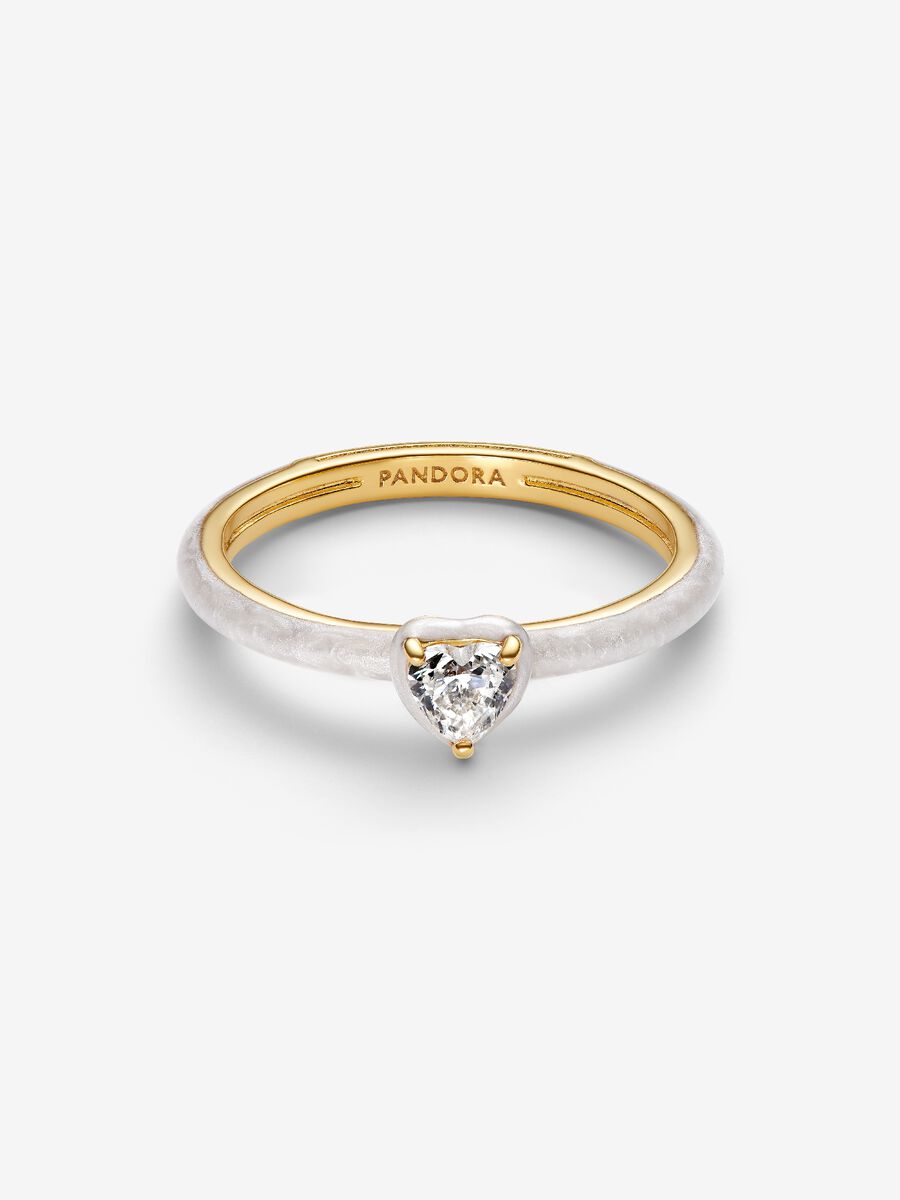 Anello White Chakra Heart Pandora ME Placcatura in Oro 14k 163088C01