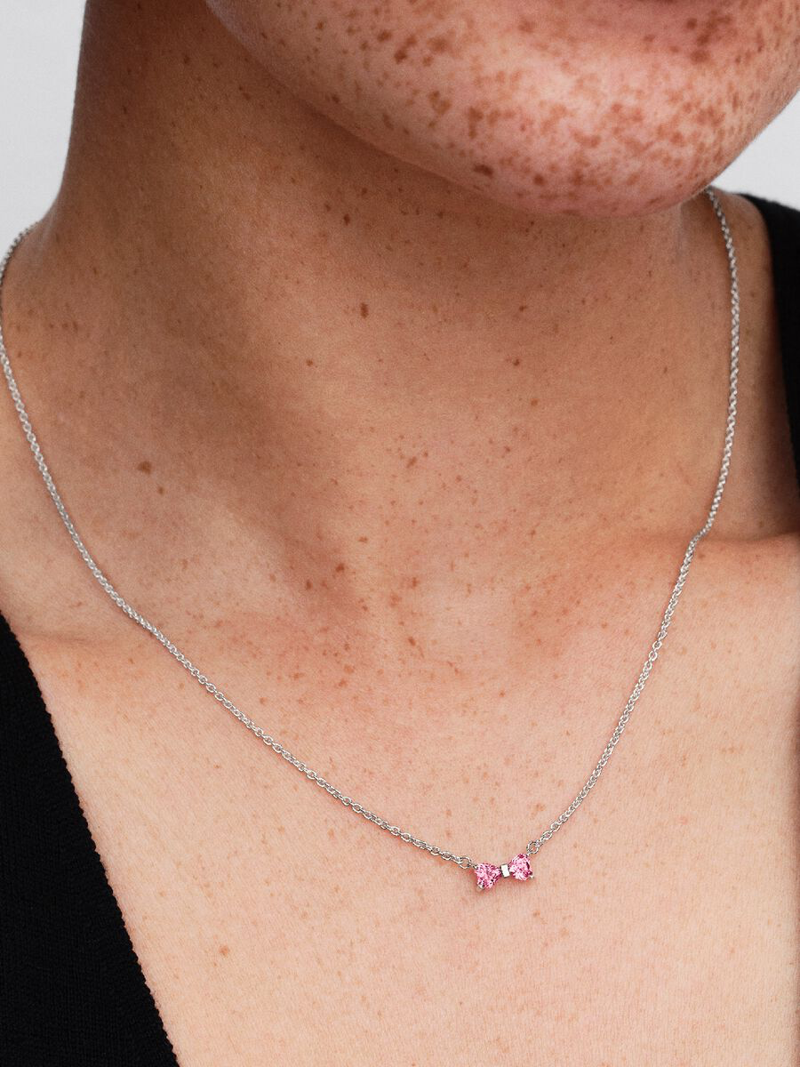 Collana Fiocco Luminoso Rosa Argento Sterling 925 Pandora 394235C01-45
