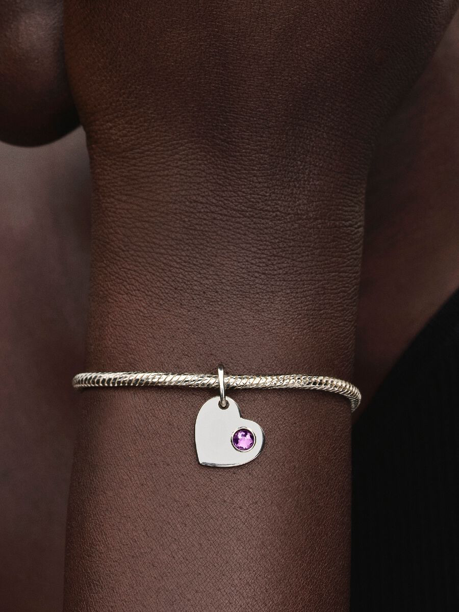 Charm Pendente Cuore con Pietra Viola Febbraio Argento Sterling 925 Pandora 794295C02
