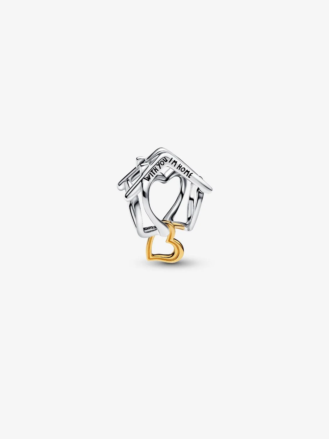 Charm Openwork Casa "With You I'm Home" Argento Sterling 925, Placcatura in Oro 14k Pandora 764145C00
