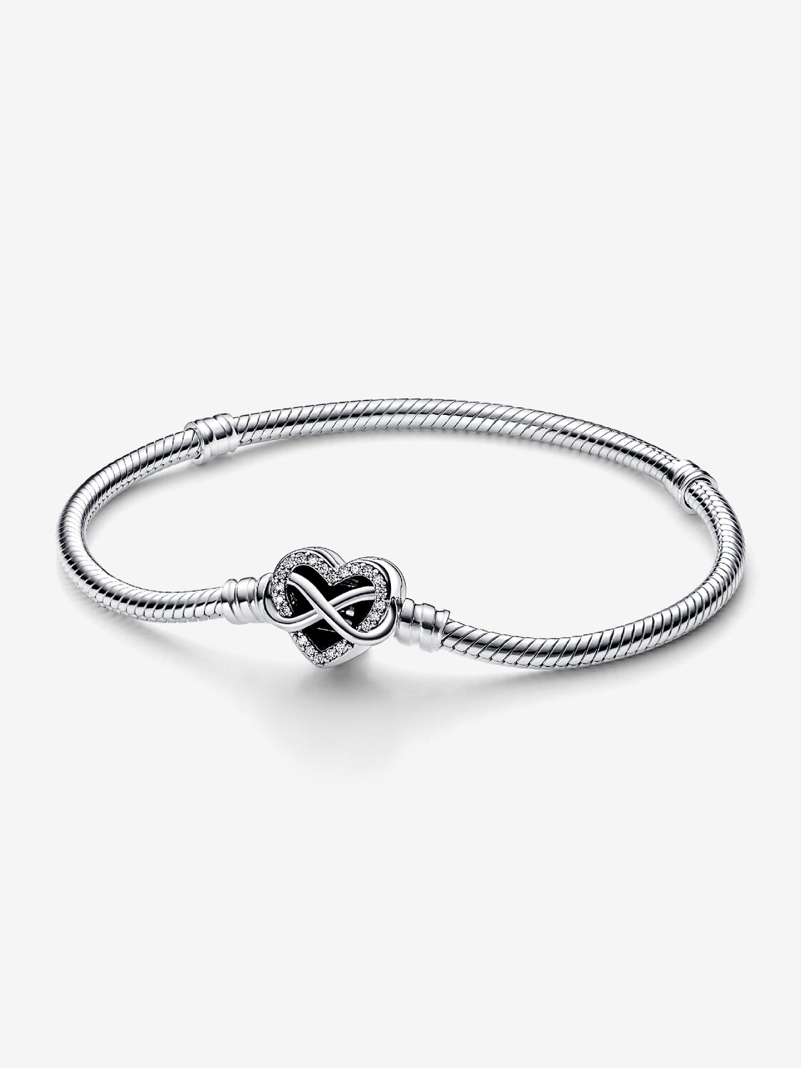 Bracciale maglia snake con chiusura a cuore Infinito scintillante Pandora 592645C01
