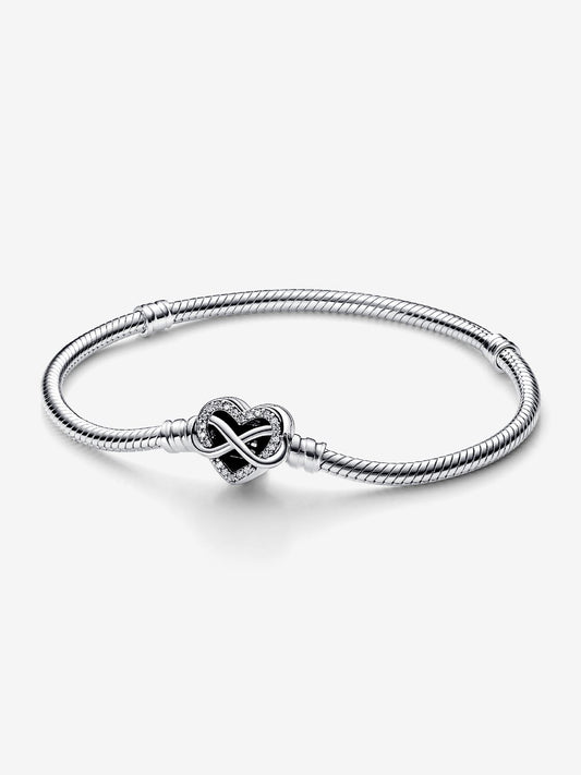 Bracciale maglia snake con chiusura a cuore Infinito scintillante Pandora 592645C01