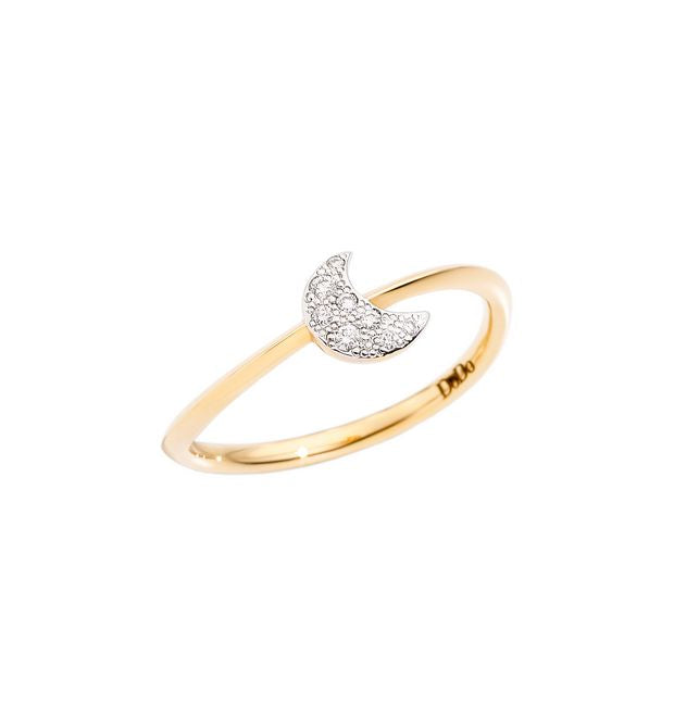 Anello Mini Luna Prezioso Oro Giallo 18 Kt e Diamanti Dodo DAC0007_HEARX_DB0OG