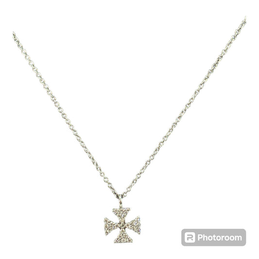 Girocollo Croce Oro Bianco 18 Kt E Diamanti Crivelli 234-3664-G
