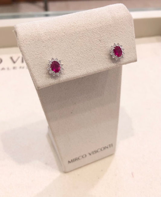 Orecchini con Rubino e Diamante in Oro Bianco Mirco Visconti LF459/B05R