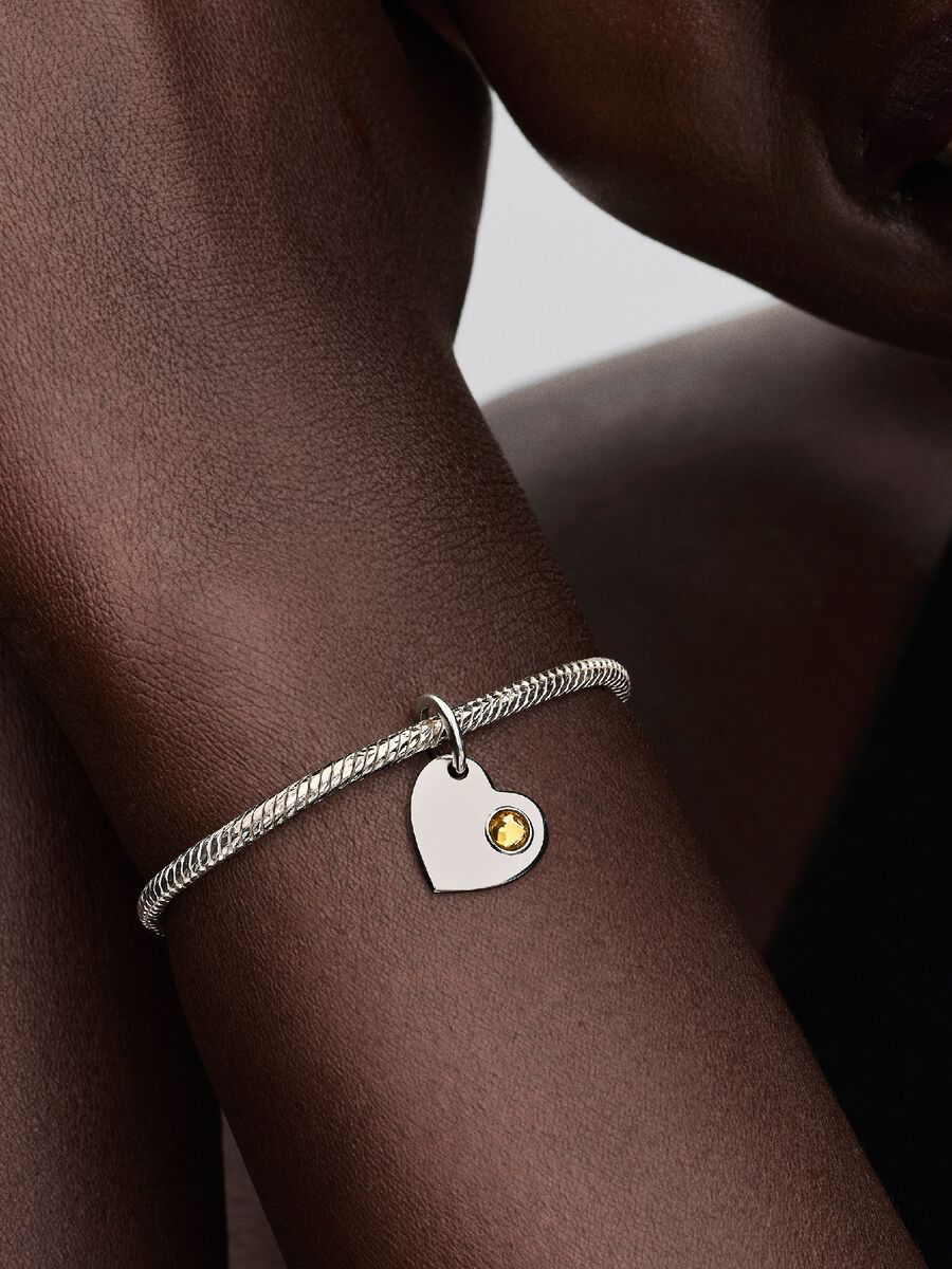 Charm Pendente Cuore con Pietra Miele Novembre Argento Sterling 925 Pandora 794295C11
