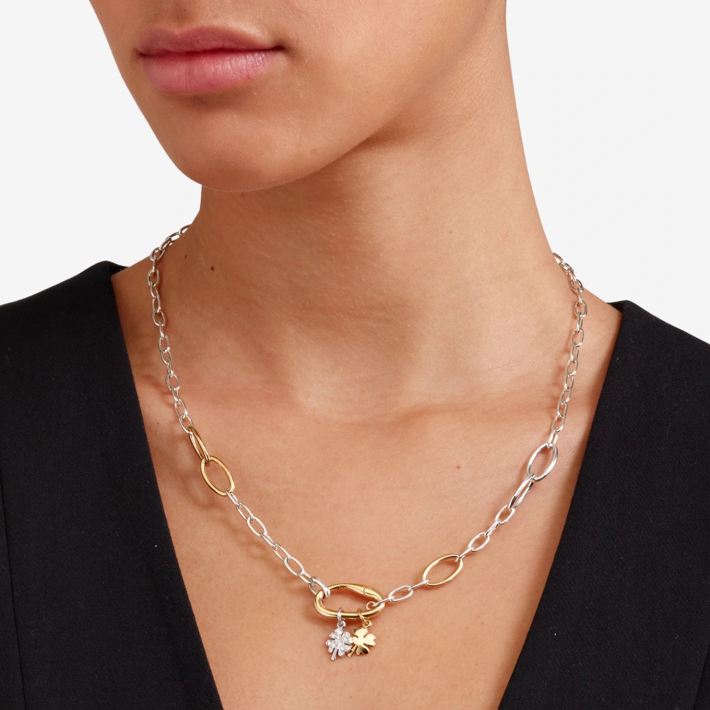 Collana Essential Argento E Argento Dorato 18 kt 50 cm Dodo  DCC5005_ESSEN_00YAG
