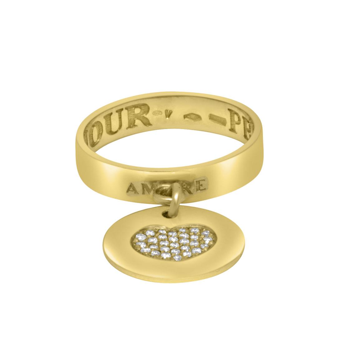 Fede Love Ring Yellow Gold Diamonds With Pasquale Bruni Pendant 13658g