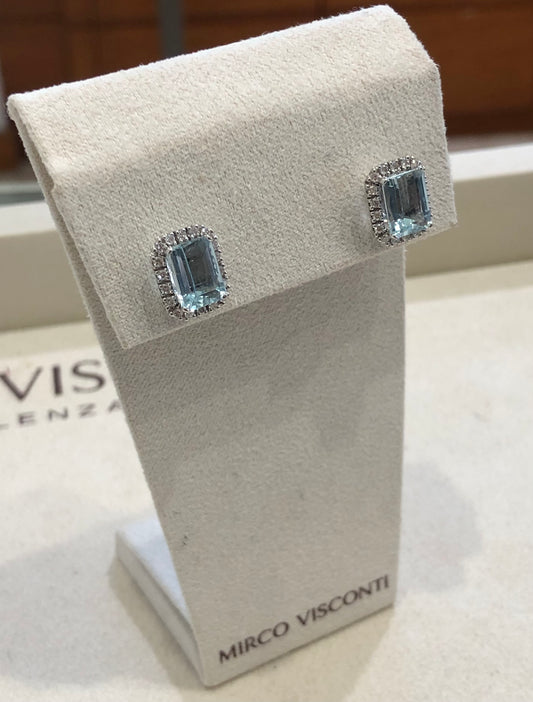 Orecchini con Acquamarina e Diamante in Oro Bianco Mirco Visconti LF360S/10ACE