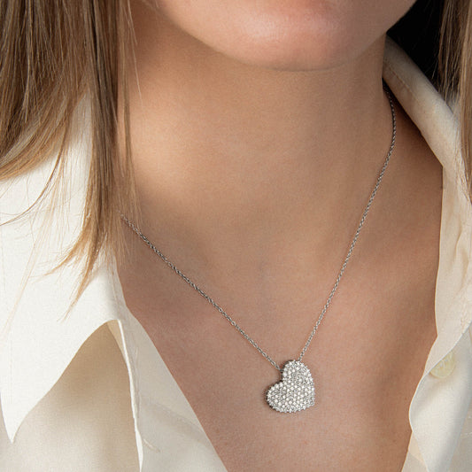 Girocollo Cuore con Diamante in Oro Bianco Mirco Visconti P1237/40