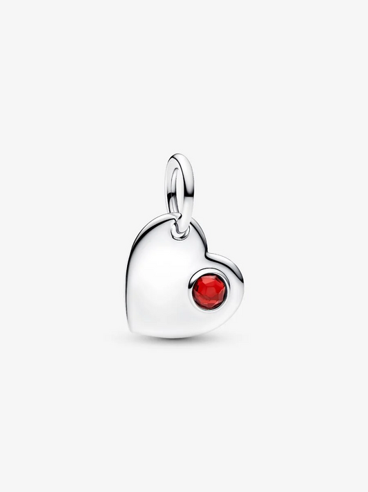 Charm Pendente Cuore con Pietra Rossa Scuro Gennaio Argento Sterling 925 Pandora 794295C01