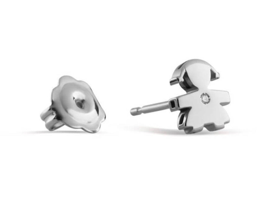 Mono Orecchino “Le Perle” Bimba in Oro Bianco e Diamante Le Bebè LBB815