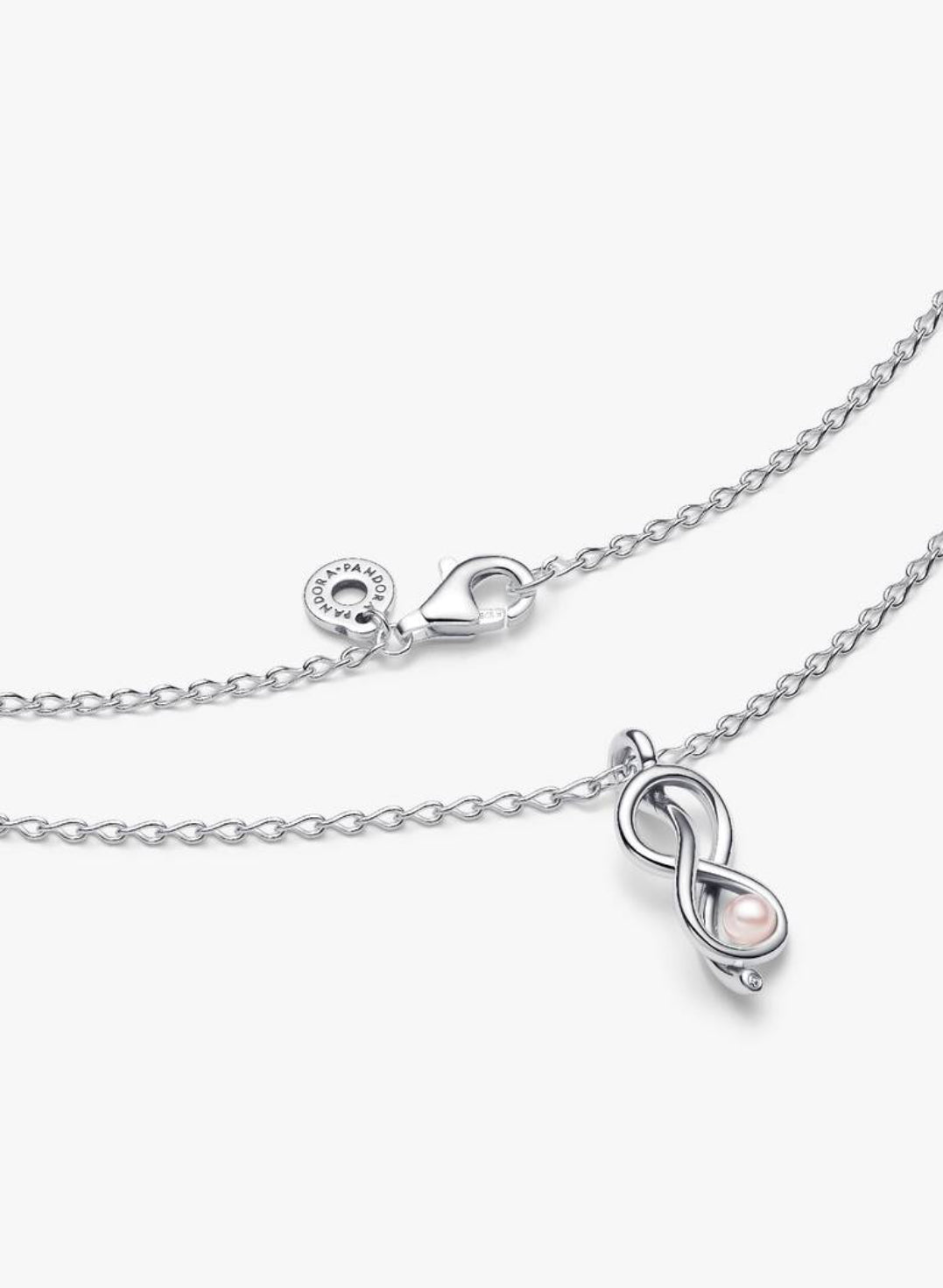 Collana Legame Infinito con Perla Rosa Artificiale Pandora 393762C01-50