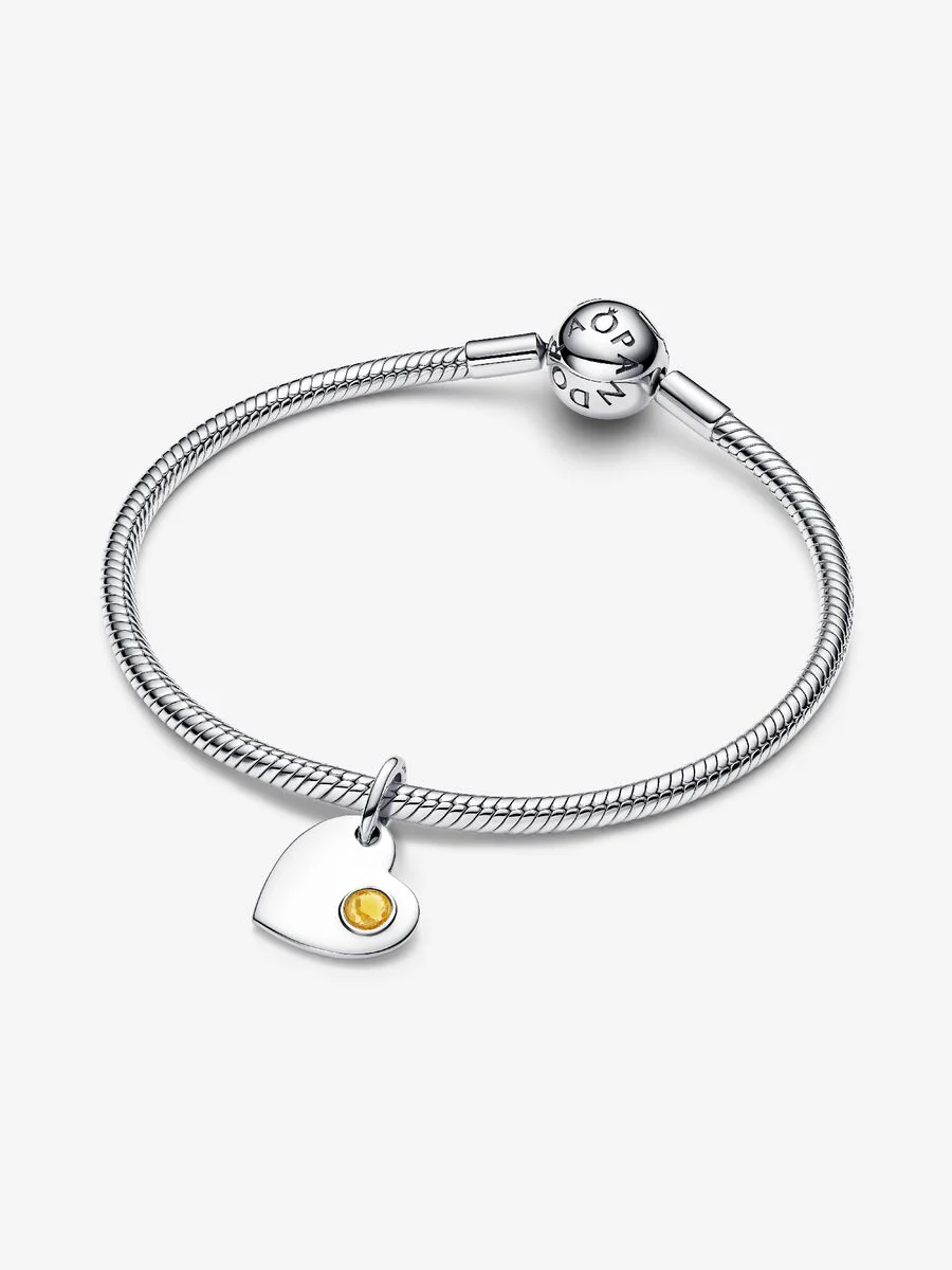 Charm Pendente Cuore con Pietra Miele Novembre Argento Sterling 925 Pandora 794295C11