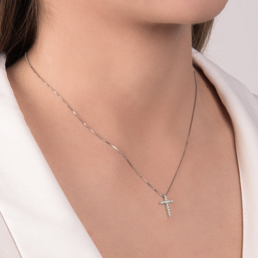 Girocollo Croce con Diamanti e Oro Bianco Mirco Visconti GM22/5