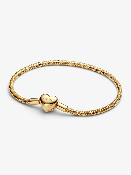 Bracciale Maglia Snake Sfaccettata con Chiusura a Cuore Placcatura in Oro 14k Pandora 564236C00