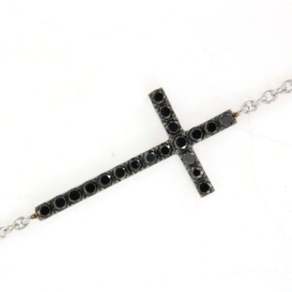 Bracciale Croce Oro Bianco 18 Kt E Diamanti Neri Crivelli 370-XB1839