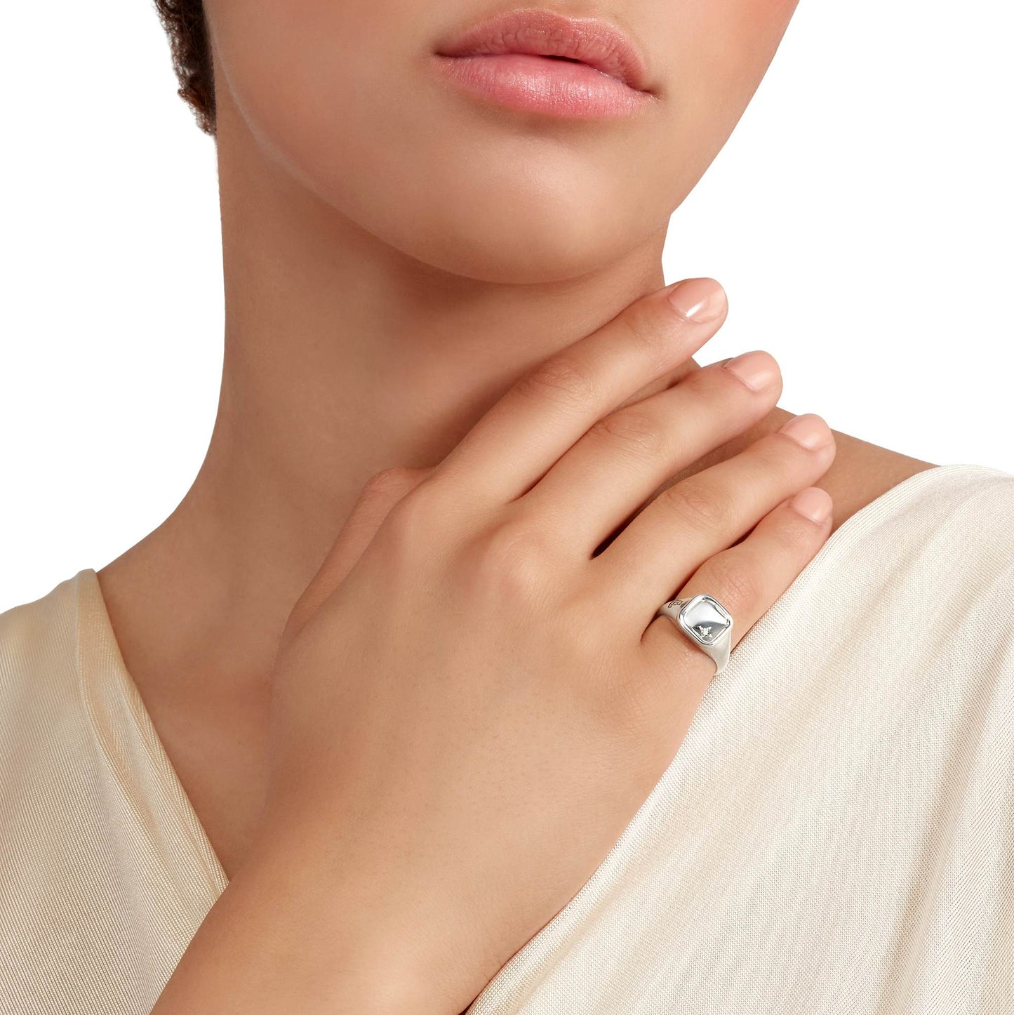 ANELLO SIGILLO ARGENTO & DIAMANTE BIANCO
