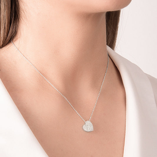 Girocollo Cuore con Diamante in Oro Bianco Mirco Visconti P1237/20