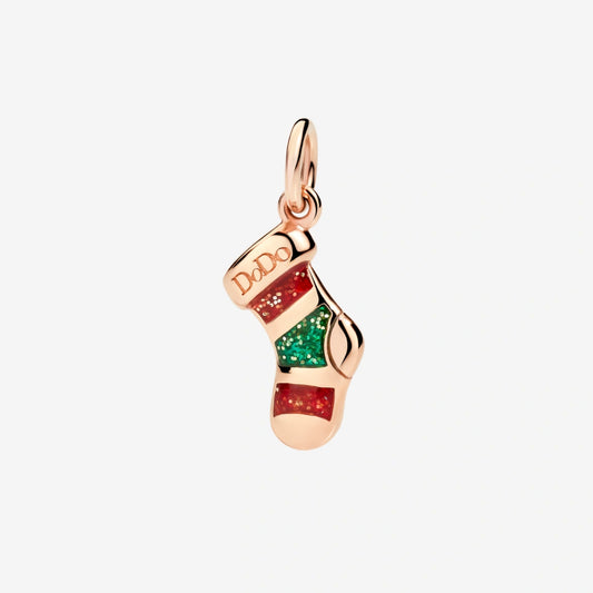 Christmas Stocking Pendant in 9 Kt Gold Bear and Dodo Enamel DMC0030XSOCKERV9R