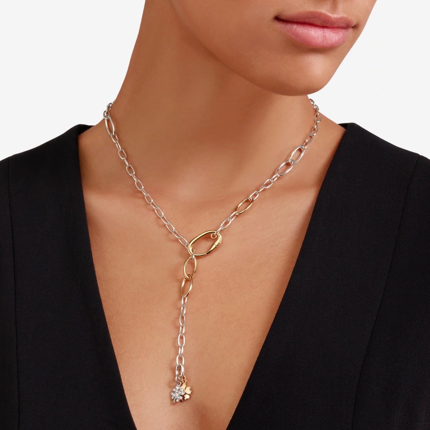 Collana Essential Argento E Argento Dorato 18 kt 50 cm Dodo  DCC5005_ESSEN_00YAG
