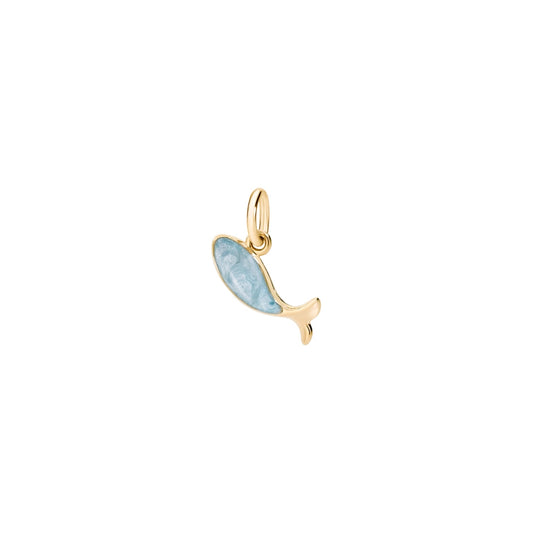 Ciondolo Pesce Oro Giallo 18 Kt e Smalto Azzurro Perlato Dodo DMC0018_FISH0_EPAOG