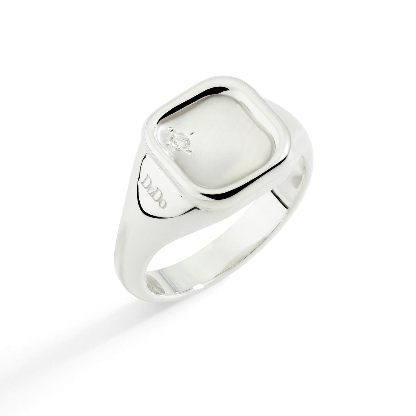 ANELLO SIGILLO ARGENTO & DIAMANTE BIANCO