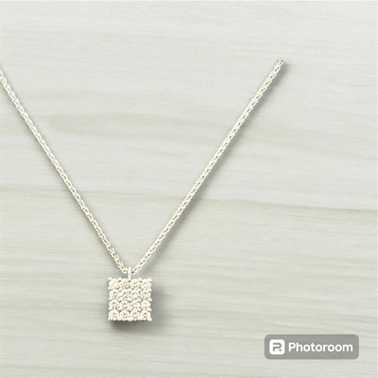 Girocollo Quadrato Pavé Oro Bianco 18 Kt E Diamanti Crivelli 024-0592D