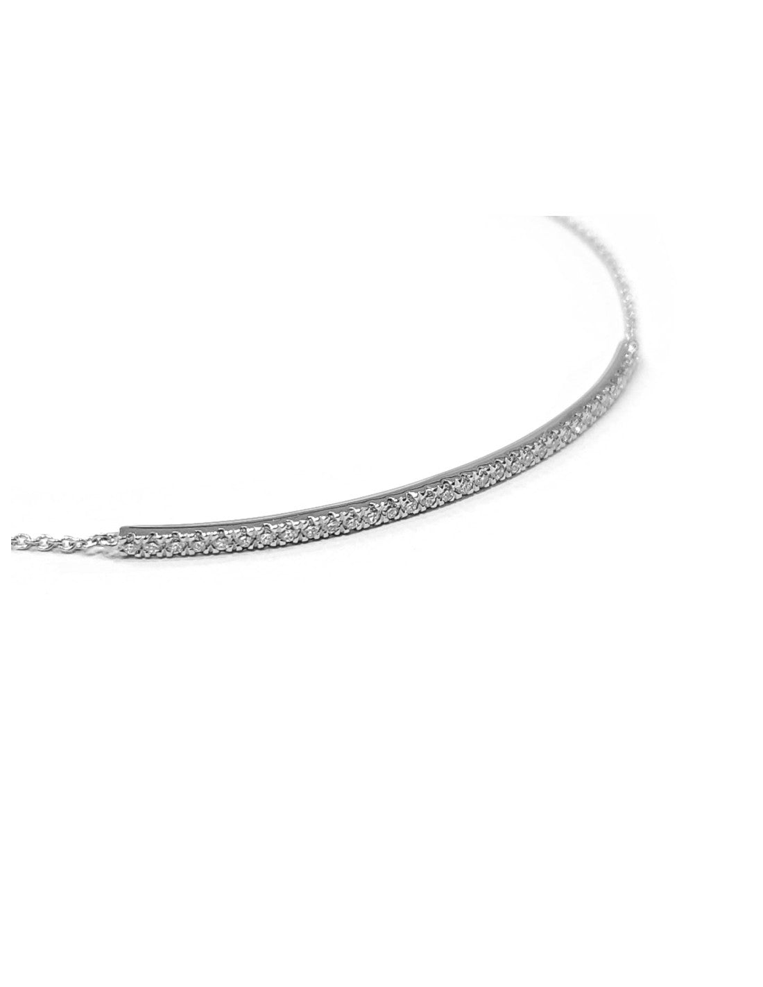 Bracciale Oro Filo Targa Oro Bianco 18 Kt E Diamanti Bianchi Crivelli 370-XB1871