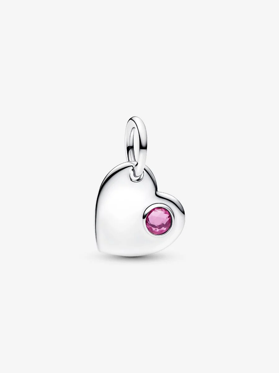 Charm Pendente Cuore con Pietra Rosa Scuro Ottobre Argento Sterling 925 Pandora 794295C10