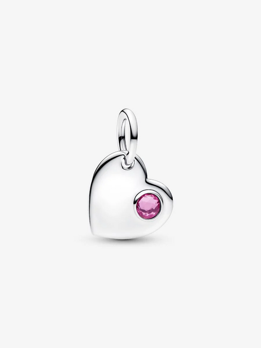 Charm Pendente Cuore con Pietra Rosa Scuro Ottobre Argento Sterling 925 Pandora 794295C10