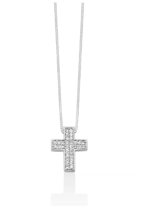 Collana in Oro Bianco con Croce di Diamanti Miluna CLD4711