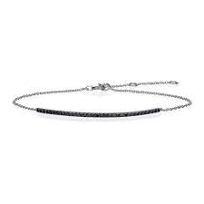 Bracciale Oro Filo Targa Oro Bianco 18 Kt E Diamanti Black Crivelli 370-XB1873